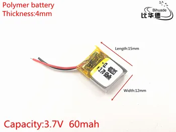 3,7 V 60mAh 401215 Litij-Polymer Li-Po baterija li ionska Baterija za Polnjenje celic Za Mp3, MP4 MP5 GPS