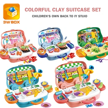 3WBOX Otroci Kuhinja Igrače Z drsnimi kovček Simulacije Izobraževalne Igrače, Mini Hrane Pretvarjamo, Rezanje Igra Vlogo Igrajo GirlsToys