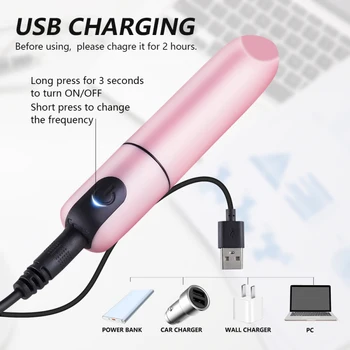 10 Hitrosti Mini Šminka Vibrator USB charge Vibrator Vagina Masaža Klitoris Stimulator Prenosni Sex Igrače za Ženske