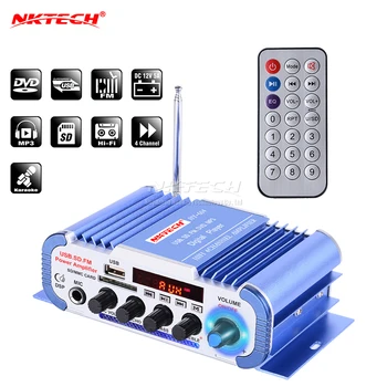NKTECH NN-604 Car Audio Digital High Power Ojačevalnika 4CH x 45W Hi-Fi Predvajalnik z MIC Karaoke Odmev Podpora FM SD DVD, MP3