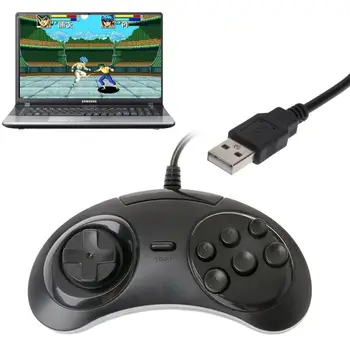 Žična USB Classic Gamepad 6 Gumbe Krmilnik za Igre Joypad Ročaj za sega MD2