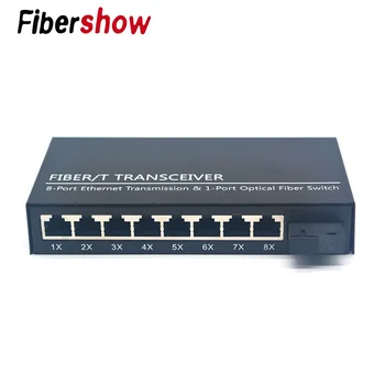 Gigabit Ethernet stikalo Vlakna, Optični Mediji Pretvornik En Način 8 RJ45 1 SC optični Port 1G8E 10/100/1000M