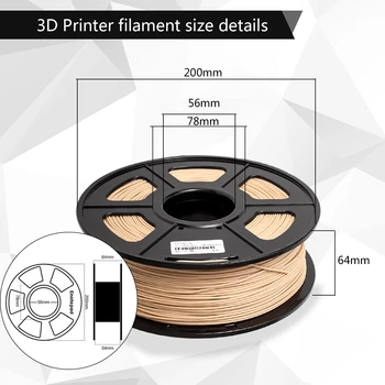 PLA Lesa 1 kg 3D Tiskalnik, ki z Žarilno Teksturo Lesa 1.75 mm Premer Strpnost 0.02 mm Brez Oblačka, Okolju prijazen Umetnine Tiskanje Materiala