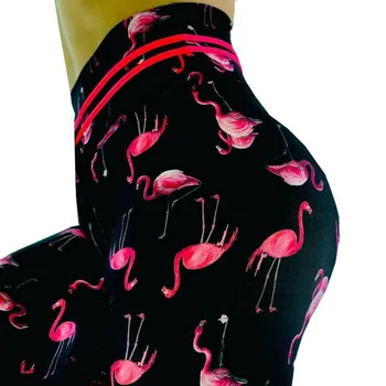 Novo Flamingo Tiskanje Joga Jeggings Ženske Visoko Pasu Fitnes Vadbo Sweatpants Telovadnici Tesen Energije Trebuh Nadzor Joga Dokolenke