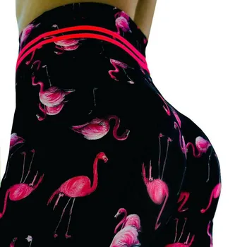 Novo Flamingo Tiskanje Joga Jeggings Ženske Visoko Pasu Fitnes Vadbo Sweatpants Telovadnici Tesen Energije Trebuh Nadzor Joga Dokolenke