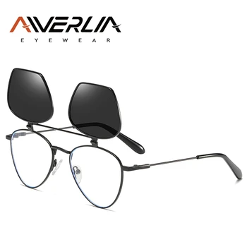 AIVERLIA Pokrovček Dvojno Plast sončna Očala Ženske Flip Objektiv Polarizirana sončna Očala Moške blagovne Znamke Design Ogledalo Očala Očala UV400