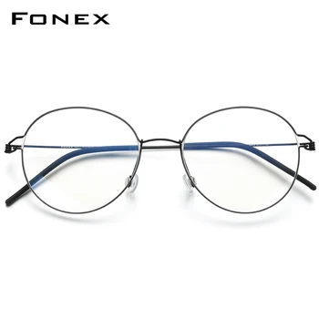 FONEX Brezvijačno Očala na Recept Očal Okvir Ženske Krog Kratkovidnost Optični Danska korejski Očala Moških 98634