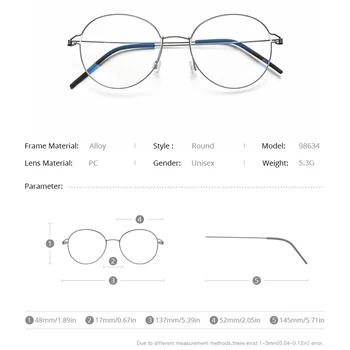 FONEX Brezvijačno Očala na Recept Očal Okvir Ženske Krog Kratkovidnost Optični Danska korejski Očala Moških 98634