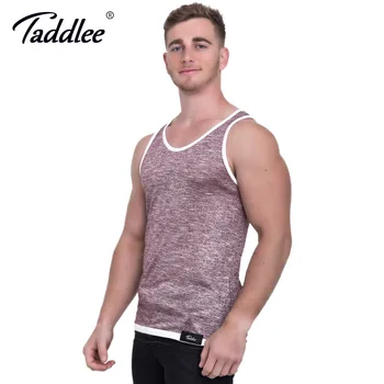 Taddlee blagovno Znamko Moške Tank Top Bombaž Barva Tee Majice brez Rokavov Priložnostne Modna Oblačila Moških 2017 Novo Telovnik Bodybuilding