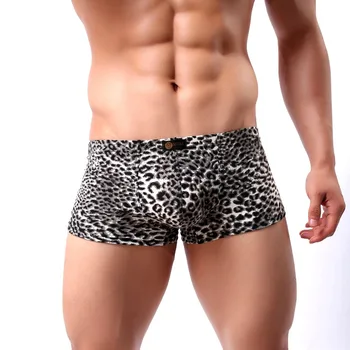 Vroče prodajo blagovnih Znamk Moške mode Leopard tiskanja seksi moški penis trunk spodnjice Trigonal perilo Boksar hlače, Velikost M, L, XL, XXL