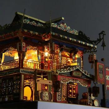 MU 3D Kovinski Puzzle Chinatown Model Zgradbe Pijan Hiša/Wanniantai Jigsaw Za Odrasle Otroke, Izobraževalne Igrače, Namizno Dekoracijo