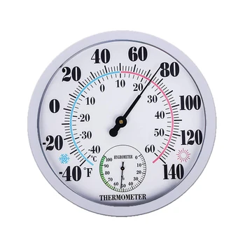 9.84 v/25 cm Okrogli Termometer z Vlagomerom, Velika Notranja Zunanja Stena Vreme Termometri nobena Baterija Ne Zahteva E2S