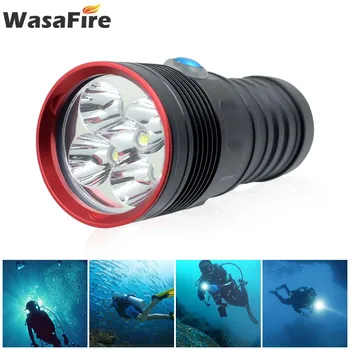 Wasafire Potapljanje Flash Svetlobe 10000 Lumnov 5*XM-L2 LED Potop Baklo Močan 18650 Podvodno Svetilko 100m Neprepustna Za Lov