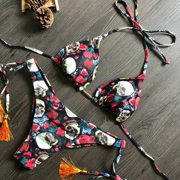Cvjetnim Tiskanja Kopalke 2 Kosa Kopalke Ženske Mikro Povodcem Bikini 2020 Seksi Kopalke, Plavanje Obleko Ženske Tangice Bikini Mini