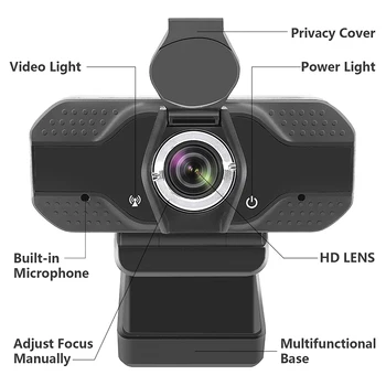 2020 1080p Spletna kamera z Mikrofonom, Zasebnost Kritje & Stojalo, Zmanjšanje Hrupa, Računalnik HD USB Spletna Kamera za Povečavo YouTube, Skype PC