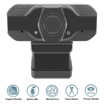 2020 1080p Spletna kamera z Mikrofonom, Zasebnost Kritje & Stojalo, Zmanjšanje Hrupa, Računalnik HD USB Spletna Kamera za Povečavo YouTube, Skype PC