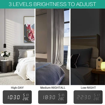 Štirje barvni LED, digitalna ura, noč svetlobe inteligentni nastavljiv moda večnamenski elektronski budilka namizne ure