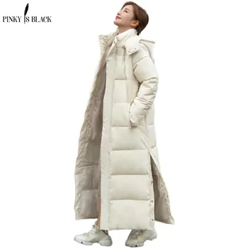 PinkyIsBlack 2020 Novi X-dolgo Hooded Parkas Moda Zimska Jakna Ženske Priložnostne Debele Navzdol Bombaž Zimski Plašč Ženske Toplo Outwear