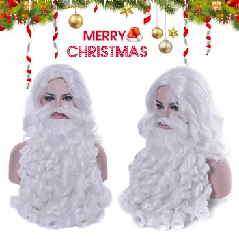 Santa Claus Lasuljo Brado Dolgo Belo Fancy Oblačenja Noša Pripomoček za Božično zabavo Babbo natale Sinterklas H99F