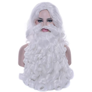 Santa Claus Lasuljo Brado Dolgo Belo Fancy Oblačenja Noša Pripomoček za Božično zabavo Babbo natale Sinterklas H99F