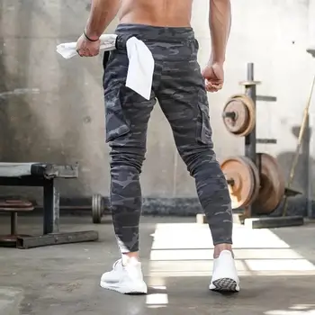Moški Šport, ki Teče Pocket Design Sweatpants Novo Bombaž Prikrivanje Men ' s Fitness Multi-žep Jogging Hlače Modni Usposabljanje