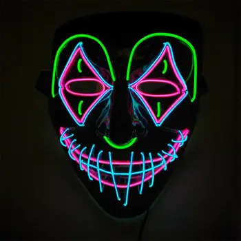 Ghost Dance Klovn, EL Hladno Svetlobo Maske za noč Čarovnic Bar, nočni klub Grozo LED Svetila Masko Prom Stranka Postavke Žareče Ples Custume