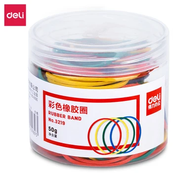 50 g / paket Deli 3219 barve, gume band je primerna za obdelavo bankovcev, težka elastično gumico, visoke kakovosti urad gumico