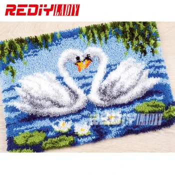 Vroče! Zapah Kavljem Preprogo Kompleti DIY Needlework Nedokončane Crocheting Preprogo Preja Blazine Mat Swan Ljubitelje Vezenje Preprogo Preprogo Doma Dekor