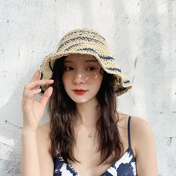 Zložljivi ročno tkane retro klobuk ženski pomlad in poletje slamnik počitnice plaže klobuk big robna majhne sveže sonce klobuk