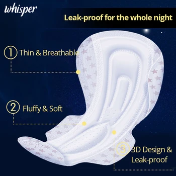 Whipser Nočno Uporabo Sanitarne Napkin z Wiings 400mm Sanitarne Pad Dihanje & Neprepustnih Super Abosrbency Mehko Bombažno Materiala