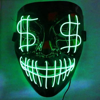 LED, Fluorescentne Dolar Sijaj Masko LED Svetila Strašljivo Masko Cosplay Kostum Halloween Stranka Obleko Gor