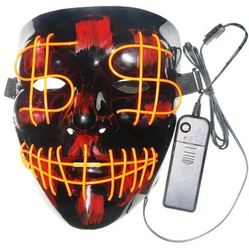 LED, Fluorescentne Dolar Sijaj Masko LED Svetila Strašljivo Masko Cosplay Kostum Halloween Stranka Obleko Gor
