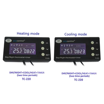 TC-220 0-50C Dan/noč NA OFF Digital Plazilcev Termostat s Timerjem Regulator Živali Dvoživk Temperaturni Regulator