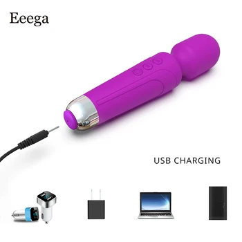 20 Hitrosti Močan Klitoris Vibratorji USB Polnjenje Čarobno Palico AV Vibrator Massager z vibriranjem Dildo Ženski Spol Izdelki