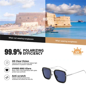 Retro Kvadratnih sončna Očala Moških Polarizirana UV400 Visoke Kakovosti Anti-modre Svetlobe sončna Očala Gradient Leče, Očala za Vožnjo 2020