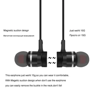 5.0 Bluetooth Slušalke Šport Neckband Stereo Čepkov Glasbe Kovinski Slušalke Z Mikrofonom Za Vse Telefone Magnetni Brezžične Slušalke
