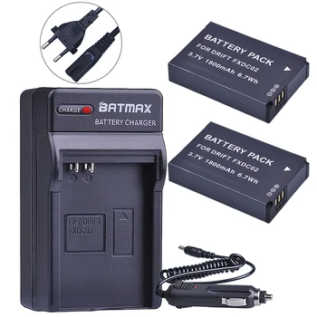 Batmax 2pc 1800mAh FXDC02 Baterijo Fotoaparata+Digitalni Polnilnik za Drift 72-011-00 FXDC02 CFXDC02 HD Duh Duh-S HD720