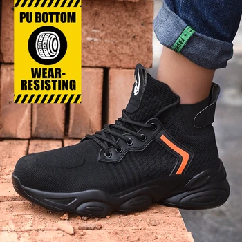 Lahki Moški varnostni čevlji steeltoe dihanje športni punkcijo odporna žensk zaščitni delovni čevlji Gradbeništvo