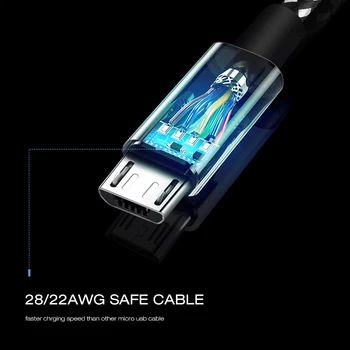 3 Paket 1m 2m 3m Micro USB Kabel 3A Hitro Polnjenje Podatkovnega Kabla za Xiaomi Redmi 4X Samsung J7 Android Mobilni Telefon Microusb Polnilnik
