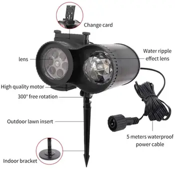 Nepremočljiva Gibljejo Laserski Projektor Svetilke 12 Strani 2 V 1 Vodni Val LED Stopnji Svetlobe Za Božič Novo leto Krajine Vrt Lučka