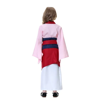 Mulan Obleko Za Dekle Stopnji Uspešnosti Oblačila Otrok Kitajske Tradicionalne Kostume Otroci Delno ovratnik Široke rokave Hafu