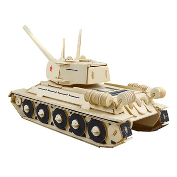 Simulacija Tank Woodcraft Construction Kit 3D Lesene Model Puzzle za Otroke, Odrasle NSV775
