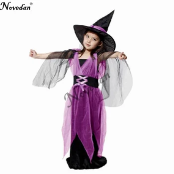 Dekle je Čarovnica Kostume za noč Čarovnic Čarovnica Bat Obleko Otroci, Otroci Halloween Party Cosplay Kostume Prikrivanje Otrok Dekle