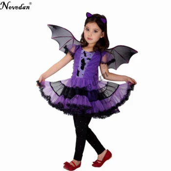 Dekle je Čarovnica Kostume za noč Čarovnic Čarovnica Bat Obleko Otroci, Otroci Halloween Party Cosplay Kostume Prikrivanje Otrok Dekle