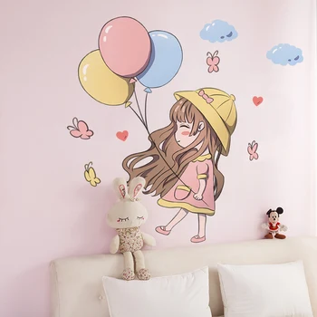 [shijuekongjian] Baloni Stenske Nalepke DIY Risanka Dekle Stenske Nalepke za Otroke Sobe, Otroška Soba Vrtec Hiša Dekoracijo
