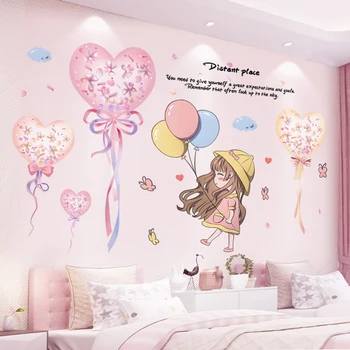 [shijuekongjian] Baloni Stenske Nalepke DIY Risanka Dekle Stenske Nalepke za Otroke Sobe, Otroška Soba Vrtec Hiša Dekoracijo