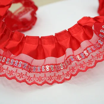 40yards/veliko, 5 cm 2-plast naguban čipke bele,roza,rdeča,vijolična čipke traku poročni dodatki, igrače čipke