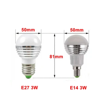 RBG LED Lučka AC85-265V Led Žarnica z Daljinskim upravljalnikom Zamenljiva Žogo Svetlobe E27 E14 Znanja 3W za Dekoracijo, 110V AC 220V JQ