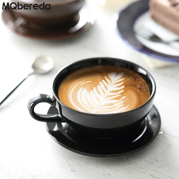 Nove Nordijske Slog Keramično Skodelico Kave z Pladenj za 250 ML Eno Glaze Keramično Skodelico Kave Krožnik Nastavite Latte Pokal Cappuccino Mleko, Čaj