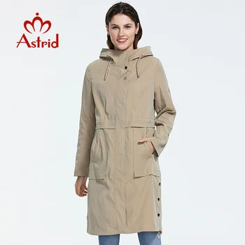 Astrid 2019 nov prihod plus velikost sredine dolžine slog jarek plašč za ženske s kapuco pomlad-jesen svetle barve veter, KOT-9020